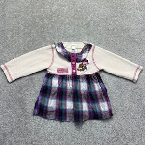 VINTAGE Disney Babies Baby Minnie Mouse Long Sleeve Dress 18 Months White Plaid